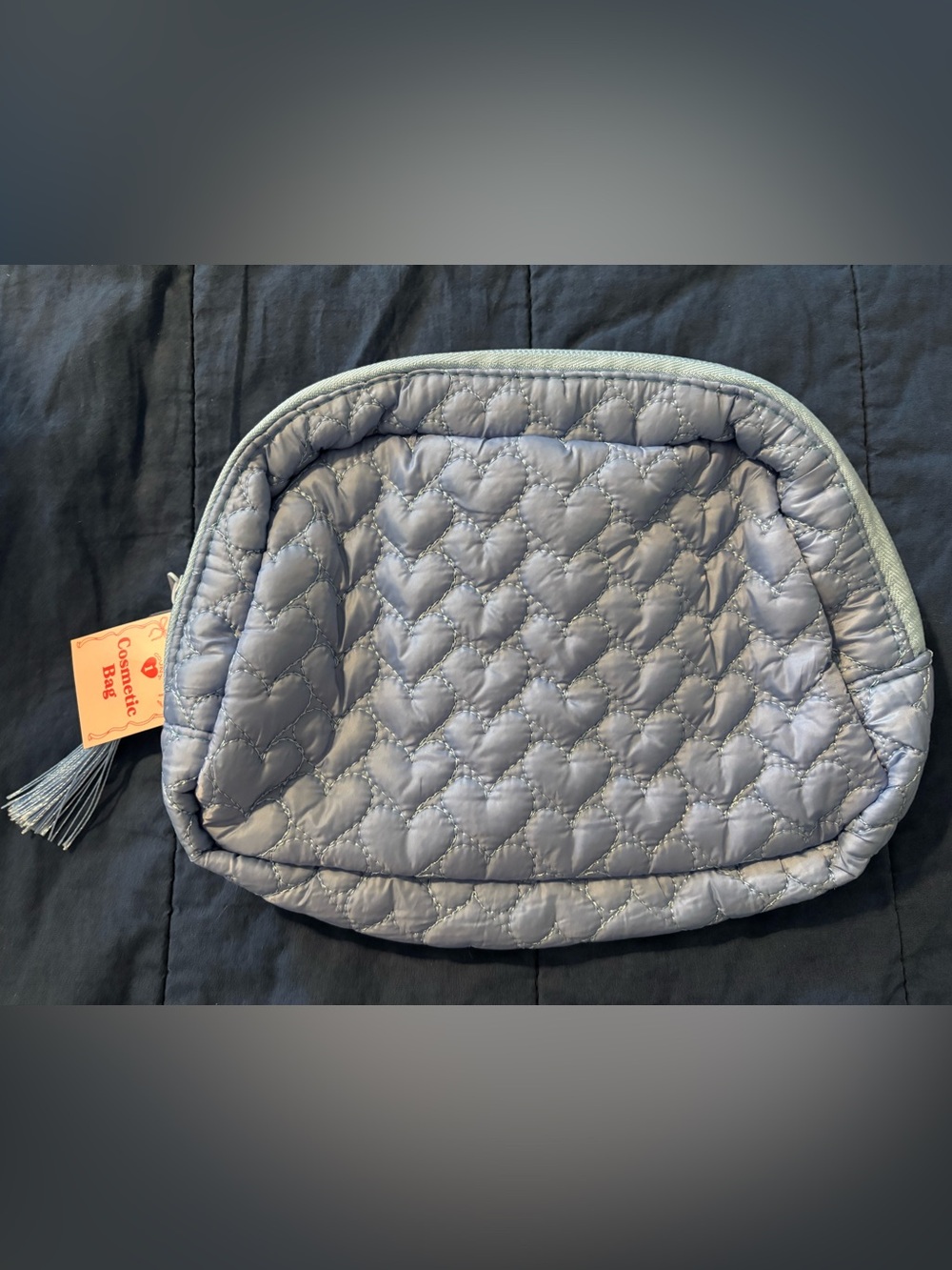 Set of two Quilted Heart Pouches- Light Blue and Pink